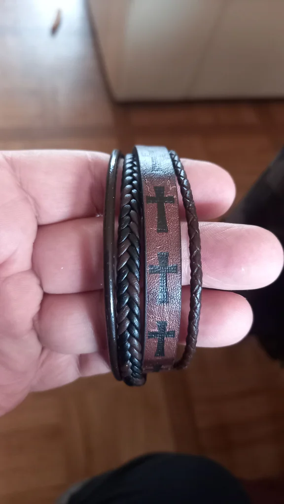 Brazalete unisex de cuero marrón – photo 4